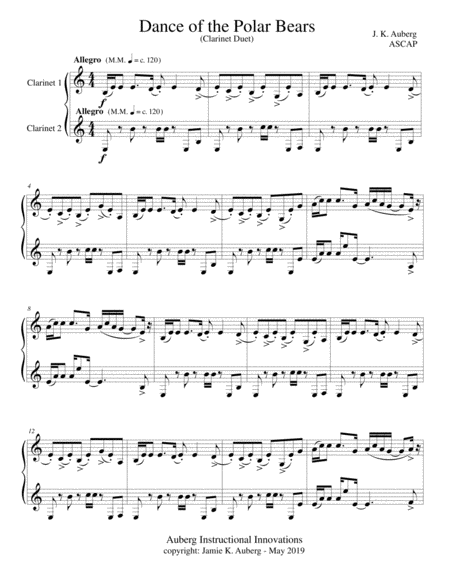 Dance Of The Polar Bears Clarinet Duet Sheet Music