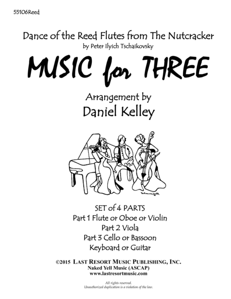 Dance Of The Reed Flutes From The Nutcracker For Piano Quartet Violin Viola Cello Piano Set Of 4 Parts Sheet Music