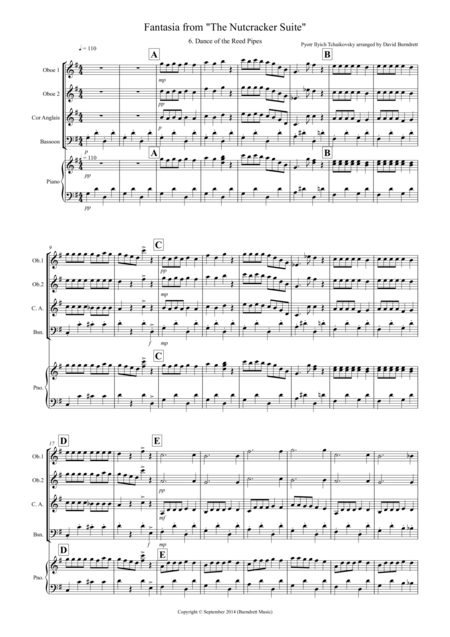 Dance Of The Reed Pipes Fantasia From Nutcracker For Double Reed Quartet Sheet Music