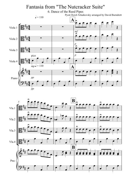 Free Sheet Music Dance Of The Reed Pipes Fantasia From Nutcracker For Viola Quartet