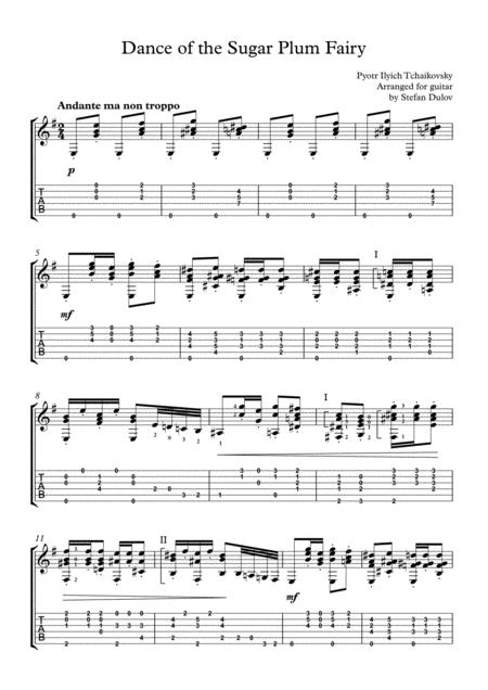 Free Sheet Music Dance Of The Sugar Plum Fairy Classical Guitar Arrangement