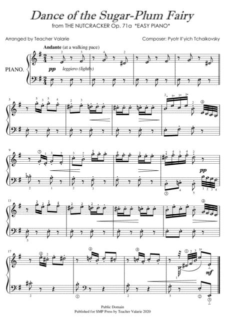 Dance Of The Sugar Plum Fairy Easy Piano Beginner With Note Names And Finger Number Guides Sheet Music