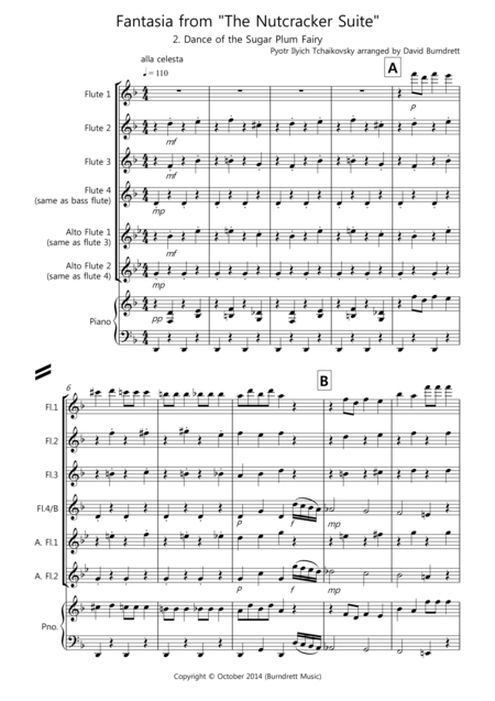 Dance Of The Sugar Plum Fairy Fantasia From Nutcracker For Flute Quartet Sheet Music