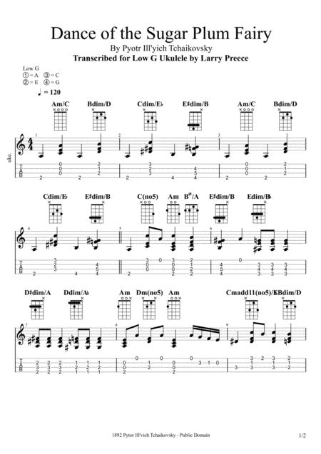 Free Sheet Music Dance Of The Sugar Plum Fairy Fingerstyle Ukulele