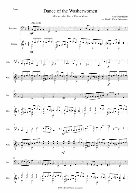 Free Sheet Music Dance Of The Washerwomen With Hupfauf For Bassoon And Guitar