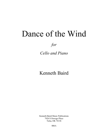 Dance Of The Wind For Cello With Piano Accompaniment Sheet Music