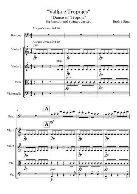 Dance Of Tropoja For Basson And String Quarttet Sheet Music