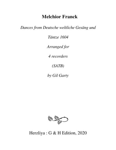 Dances From Deutsche Weltliche Gesng Und Tntze 1604 Arrangements For 4 Recorders Sheet Music