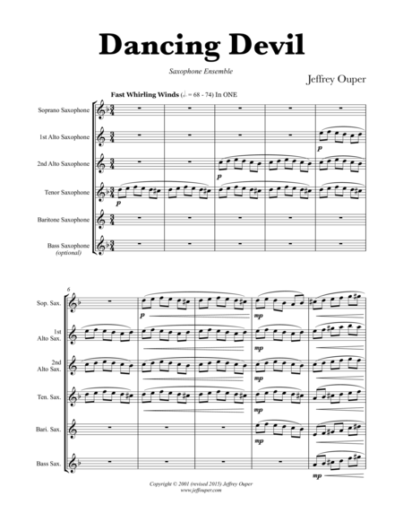 Dancing Devil Saxophone Quintet Sheet Music