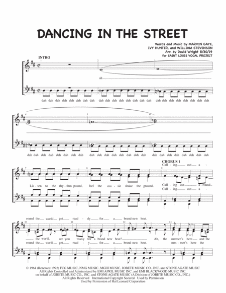 Free Sheet Music Dancing In The Street F Chorus Pricing