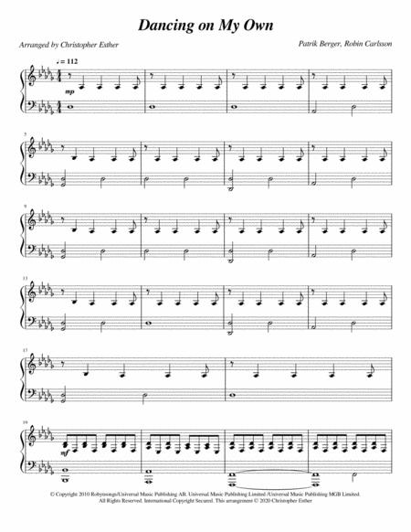 Dancing On My Own Calum Scott Original Piano Part Sheet Music