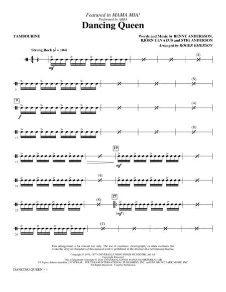 Free Sheet Music Dancing Queen From Mamma Mia Arr Roger Emerson Tambourine