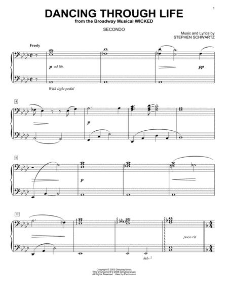 Free Sheet Music Dancing Through Life From Wicked Arr Carol Klose