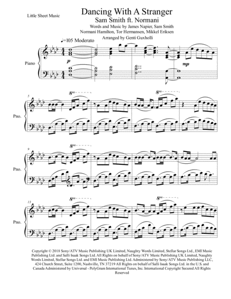 Dancing With A Stranger Piano Solo Sheet Music