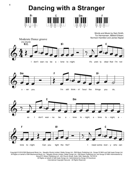 Free Sheet Music Dancing With A Stranger