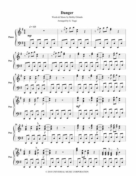 Danger Piano Solo Sheet Music