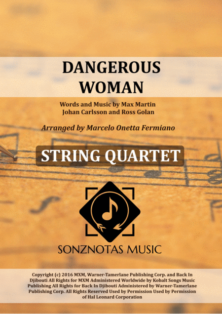 Dangerous Woman Sheet Music For String Quatet Score And Parts Sheet Music