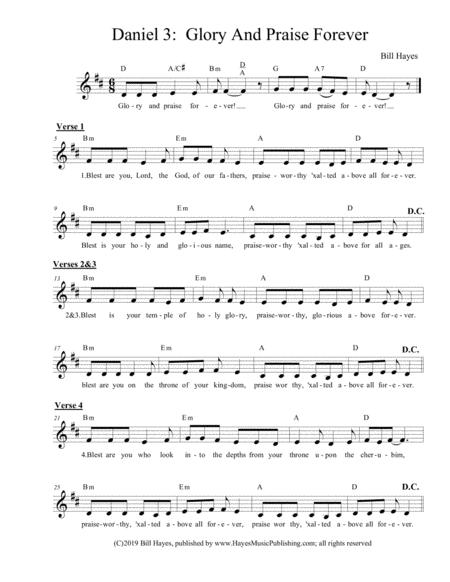 Free Sheet Music Daniel 3 Glory And Praise Forever Trinity Sunday Year A
