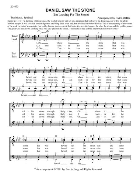 Daniel Saw The Stone A Spiritual From The Early 1900s Based On Daniel Chapter 2 Sheet Music