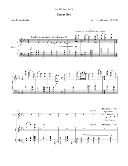 Danny Boy Arr Sheet Music