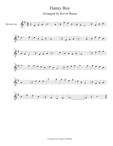 Danny Boy Bari Sax Sheet Music