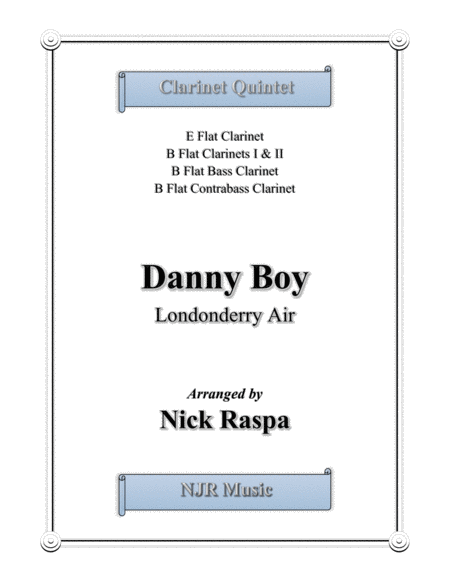 Danny Boy Clarinet Quintet Eb Bb 2 Bass C Bass Score Sheet Music