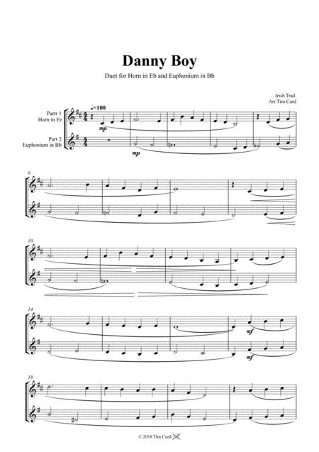 Danny Boy Duet For Horn In Eb And Euphonium In Bb Sheet Music