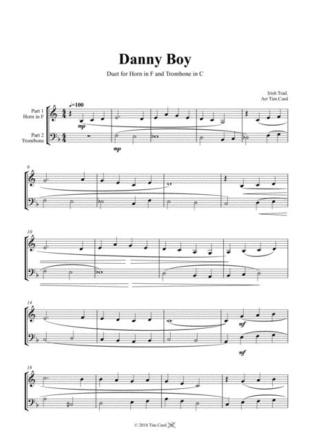 Free Sheet Music Danny Boy Duet For Horn In F And Trombone In C