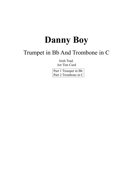 Free Sheet Music Danny Boy Duet For Trumpet And Trombone