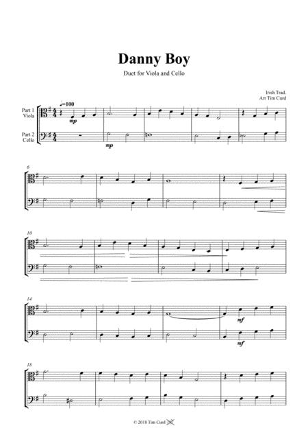 Free Sheet Music Danny Boy Duet For Viola And Cello