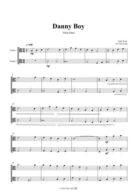 Free Sheet Music Danny Boy Duet For Viola