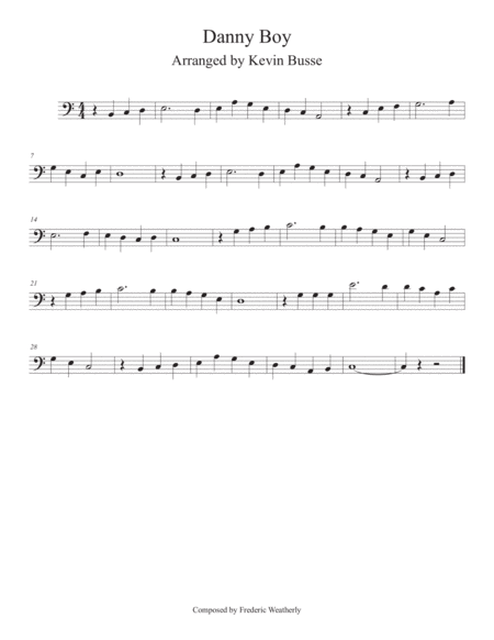 Free Sheet Music Danny Boy Easy Key Of C Trombone