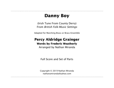 Danny Boy For Brass Ensemble Complete Set And Score Sheet Music