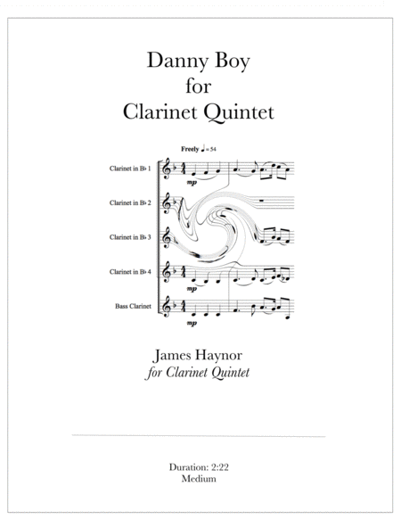 Danny Boy For Clarinet Quintet Sheet Music