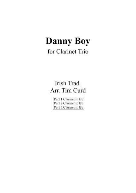 Free Sheet Music Danny Boy For Clarinet Trio