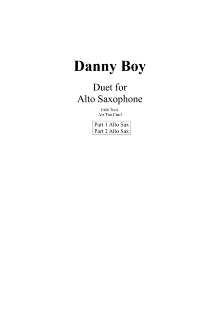 Free Sheet Music Danny Boy For Saxophone Duet