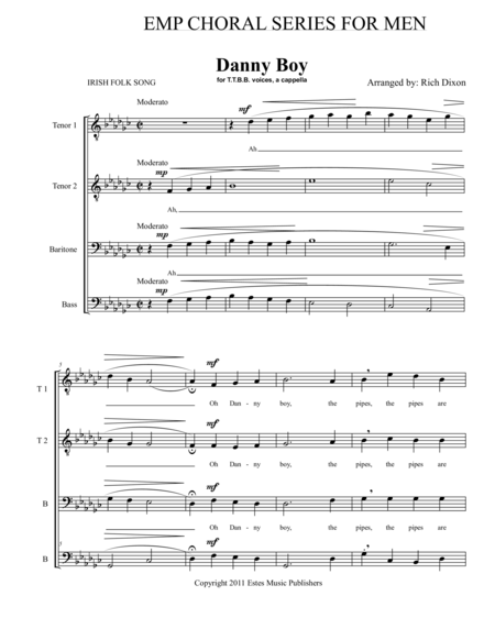 Danny Boy For Ttbb Sheet Music