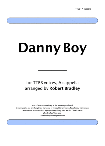 Danny Boy Ttbb Sheet Music