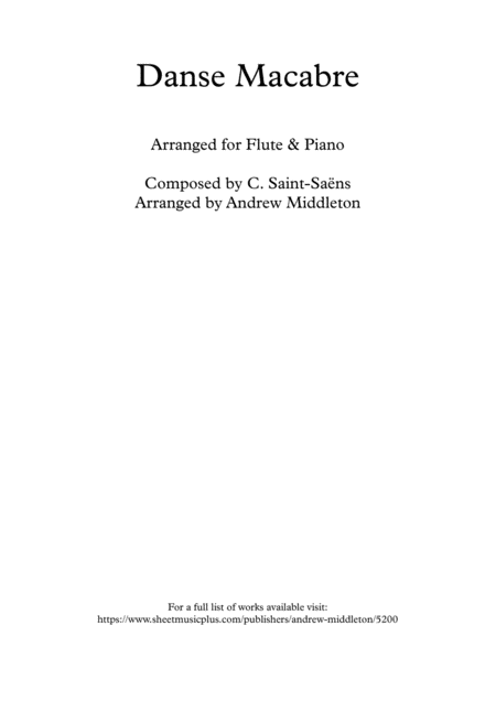 Danse Macabre Arranged For Flute Piano Sheet Music