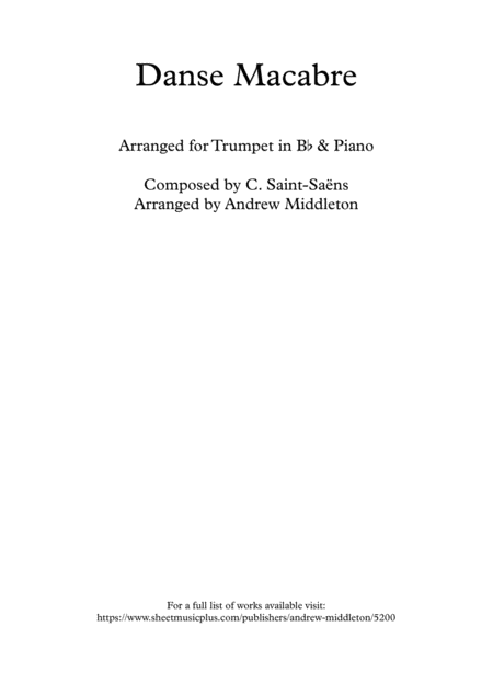 Free Sheet Music Danse Macabre Arranged For Trumpet Piano