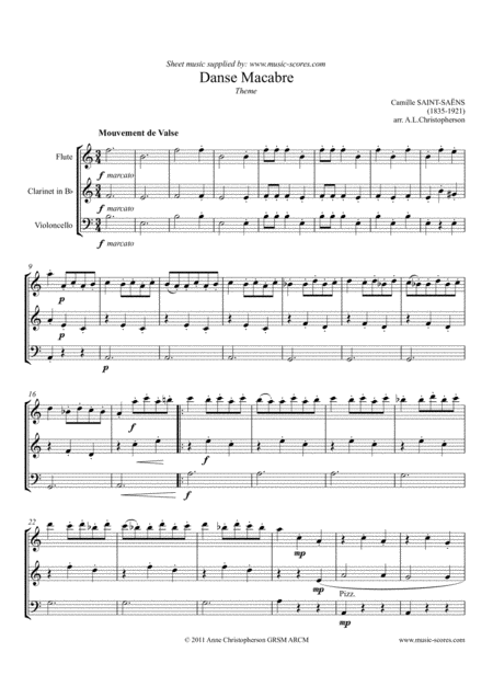 Danse Macabre Flute Clarinet And Cello Sheet Music