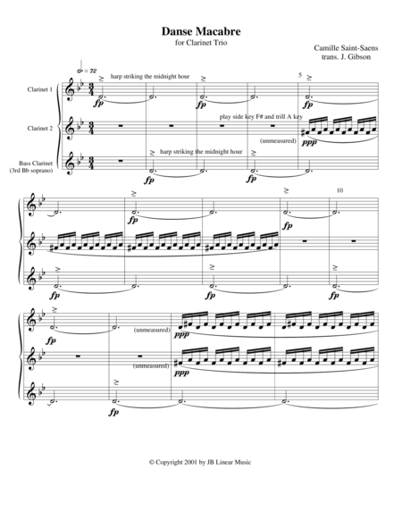 Free Sheet Music Danse Macabre For Clarinet Trio