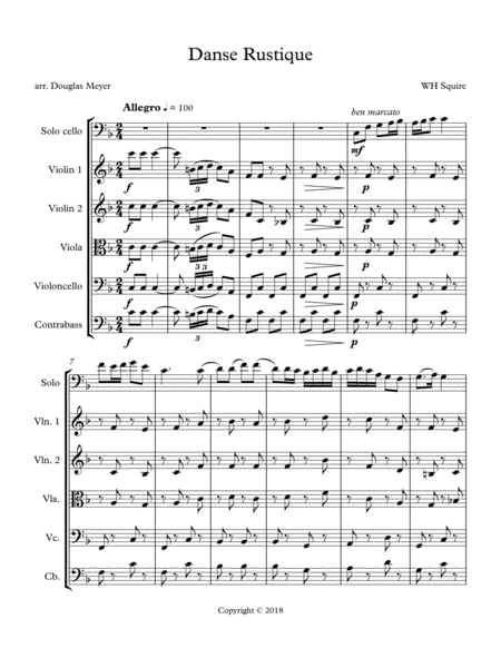 Danse Rustique Op 20 No 5 For String Orchestra And Solo Cello Score And Parts Sheet Music