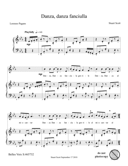 Danza Danza Fanciulla Sheet Music