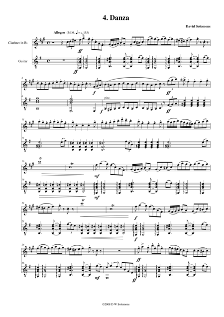 Danza For Clarinet And Classical Guitar Sheet Music