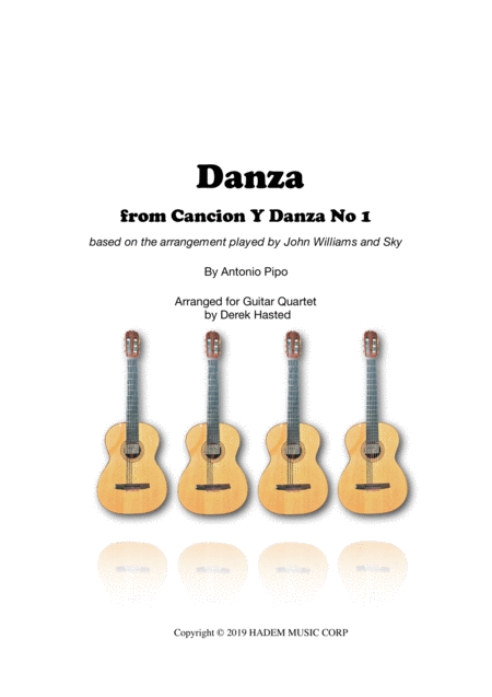 Danza Pipo For 4 Guitars Large Ensemble Sheet Music