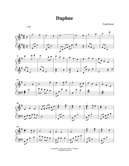 Free Sheet Music Daphne When Daphne From Fair Phoebus Did Fly