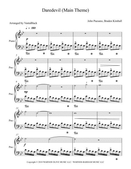 Free Sheet Music Daredevil Main Theme