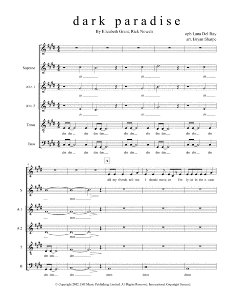 Free Sheet Music Dark Paradise