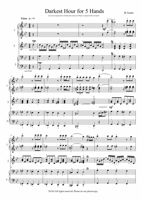 Darkest Hour Piano 5 Hands Sheet Music